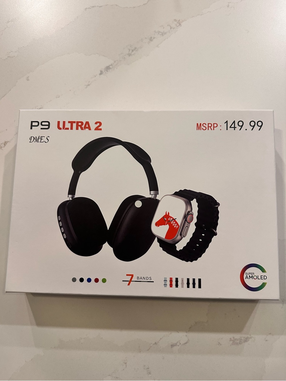 DMES P9 Ultra 2-1 Smartwatch and Wireless Headphones Bundle with 7 Bands